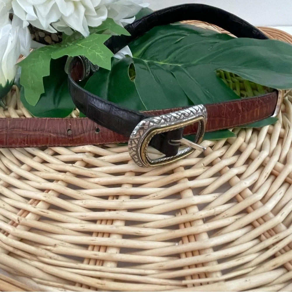 Brighton Reversible Black/Brown Croc Print 1